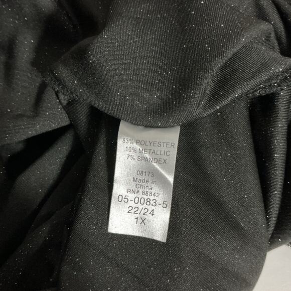 Ellos Metallic Silver Glitter Maxi Dress Kimono Sleeve Belted V Neck 1X 22/24 - Picture 6 of 9